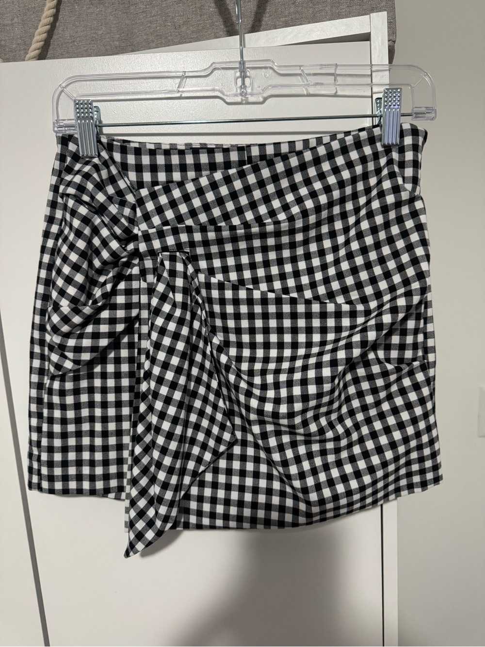 Black & White Gingham Wrap Mini Skort